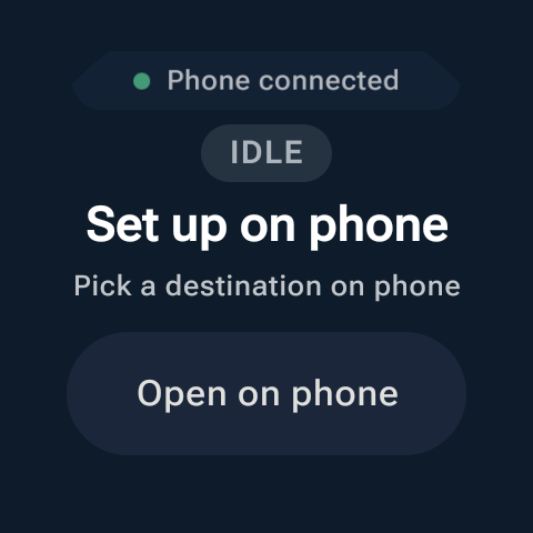 Wear app idle screen with Open on phone button.