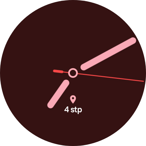 Minimal analog watch face with DozeAlert complication showing 4 stp while monitoring.